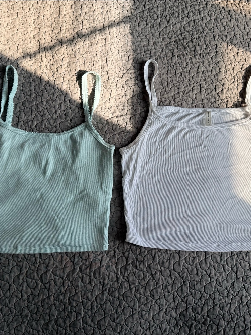 Sunday Best White and Mint Ribbed Camisole Set
